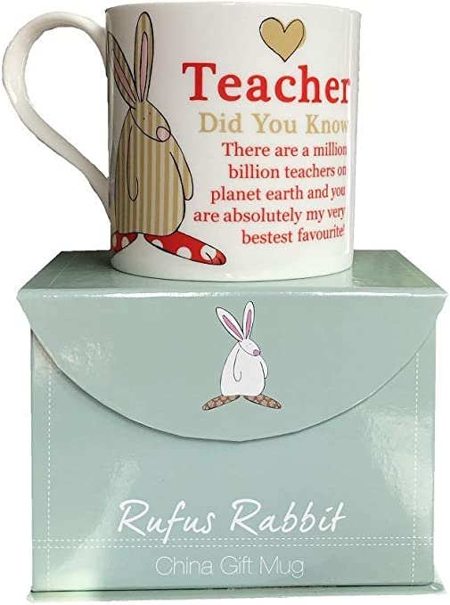 Rufus Rabbit China Gift Mug Teacher RRP 12 CLEARANCE XL 7.99